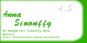 anna simonffy business card